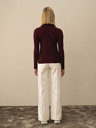 Xint Bordo Modal Dokulu Slim Fit Uzun Kollu Tişört