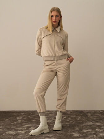 Xint Bej Formunu Koruyan Oversize Sweat Pantolon