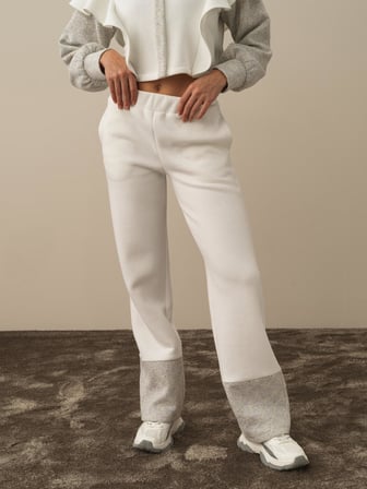 Xint Kırık Beyaz Pamuk Dokulu Regular Fit Sweat Pantolon