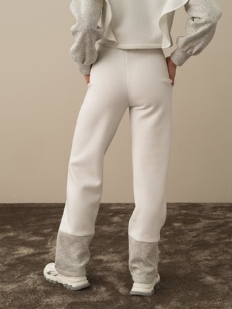 Xint Kırık Beyaz Pamuk Dokulu Regular Fit Sweat Pantolon