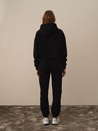 Xint Siyah Pamuk Dokulu Oversize Sweatshirt
