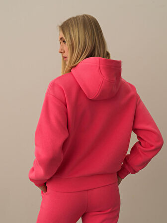 Xint Pembe Pamuk Dokulu Oversize Sweatshirt