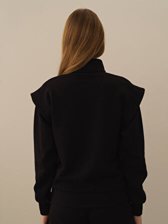 Xint Siyah Pamuk Dokulu Regular Fit Sweatshirt