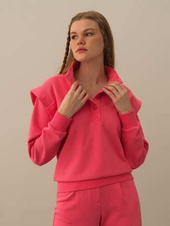 Xint Pembe Pamuk Dokulu Regular Fit Sweatshirt