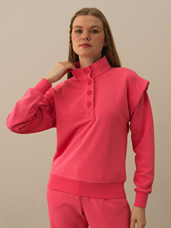 Xint Pembe Pamuk Dokulu Regular Fit Sweatshirt