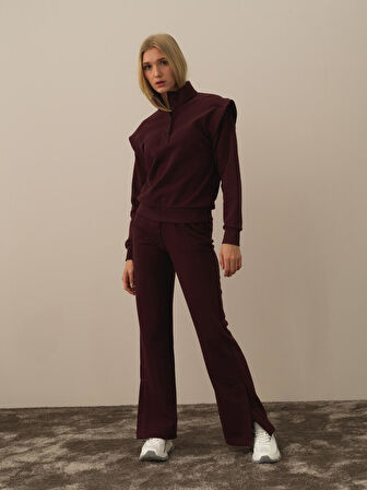 Xint Bordo Pamuk Dokulu Regular Fit Sweatshirt