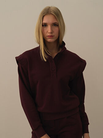 Xint Bordo Pamuk Dokulu Regular Fit Sweatshirt