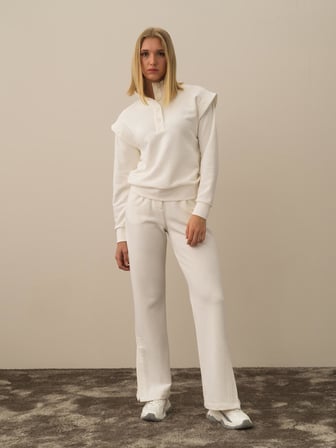 Xint Ekru Pamuk Dokulu Regular Fit Sweatshirt