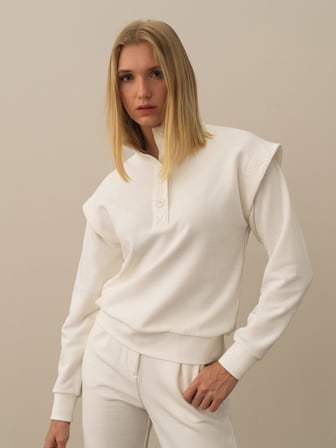 Xint Ekru Pamuk Dokulu Regular Fit Sweatshirt