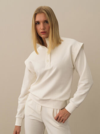 Xint Ekru Pamuk Dokulu Regular Fit Sweatshirt
