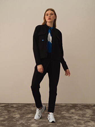 Xint Siyah Pamuk Dokulu Oversize Sweatmont