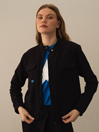 Xint Siyah Pamuk Dokulu Oversize Sweatmont
