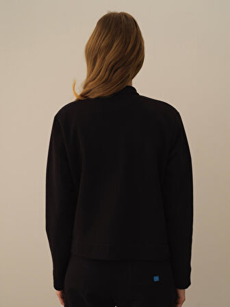 Xint Siyah Pamuk Dokulu Oversize Sweatmont