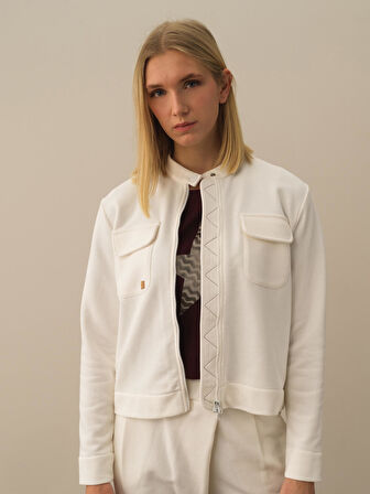 Xint Ekru Pamuk Dokulu Oversize Sweatmont