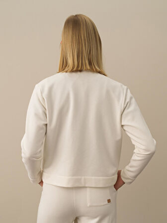 Xint Ekru Pamuk Dokulu Oversize Sweatmont