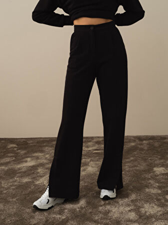 Xint Siyah Pamuk Dokulu Regular Fit Sweat Pantolon