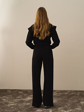 Xint Siyah Pamuk Dokulu Regular Fit Sweat Pantolon