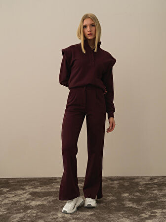 Xint Bordo Pamuk Dokulu Regular Fit Sweat Pantolon