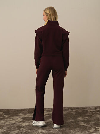 Xint Bordo Pamuk Dokulu Regular Fit Sweat Pantolon
