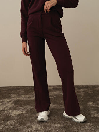 Xint Bordo Pamuk Dokulu Regular Fit Sweat Pantolon