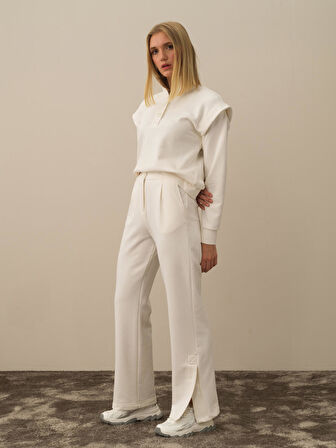 Xint Ekru Pamuk Dokulu Regular Fit Sweat Pantolon