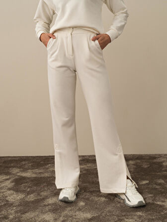 Xint Ekru Pamuk Dokulu Regular Fit Sweat Pantolon