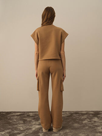 Xint Camel Pamuk Dokulu Oversize Sweatshirt