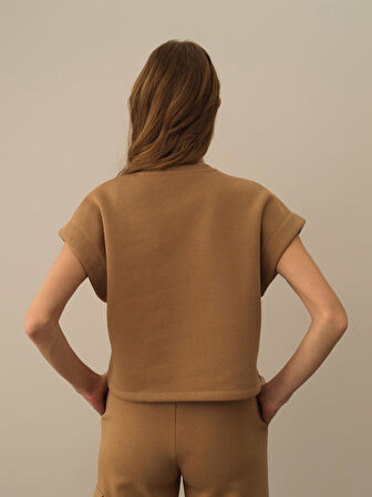 Xint Camel Pamuk Dokulu Oversize Sweatshirt