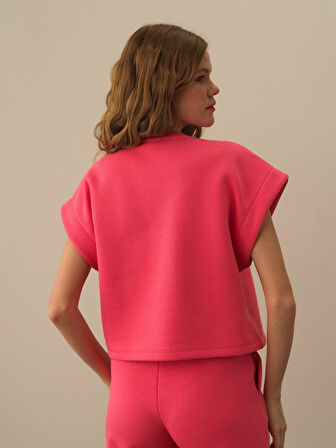 Xint Pembe Pamuk Dokulu Oversize Sweatshirt