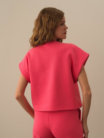 Xint Pembe Pamuk Dokulu Oversize Sweatshirt