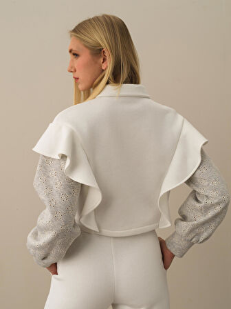 Xint Kırık Beyaz Pamuk Dokulu Regular Fit Sweatmont