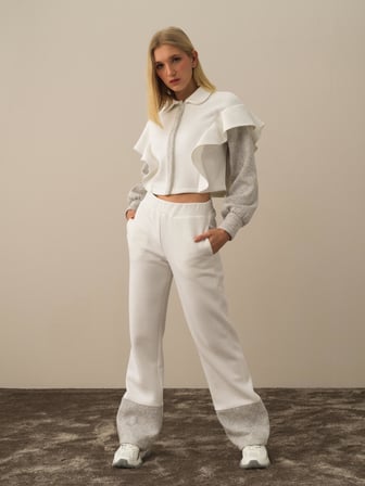 Xint Kırık Beyaz Pamuk Dokulu Regular Fit Sweatmont