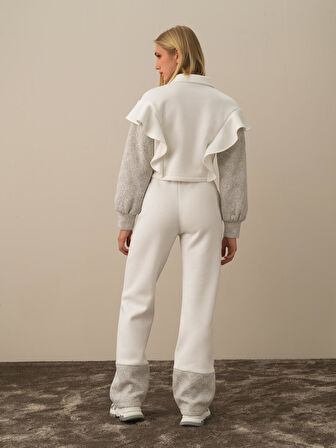 Xint Kırık Beyaz Pamuk Dokulu Regular Fit Sweatmont