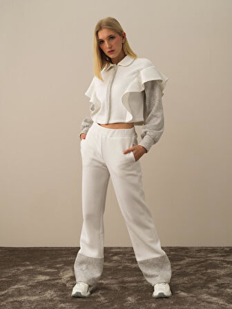 Xint Kırık Beyaz Pamuk Dokulu Regular Fit Sweatmont