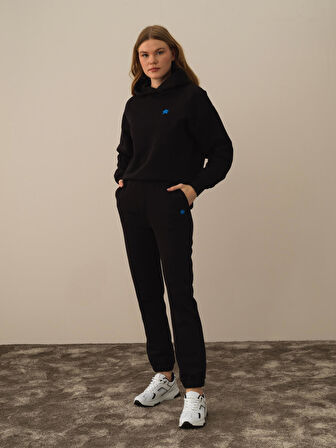 Xint Siyah Pamuk Dokulu Regular Fit Sweat Pantolon
