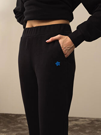 Xint Siyah Pamuk Dokulu Regular Fit Sweat Pantolon