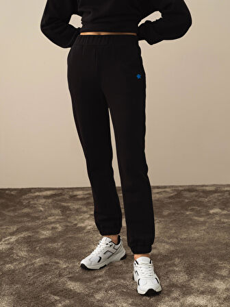 Xint Siyah Pamuk Dokulu Regular Fit Sweat Pantolon