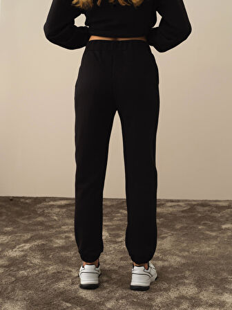 Xint Siyah Pamuk Dokulu Regular Fit Sweat Pantolon