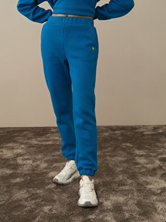 Xint Mavi Pamuk Dokulu Regular Fit Sweat Pantolon