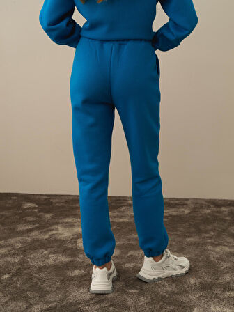 Xint Mavi Pamuk Dokulu Regular Fit Sweat Pantolon