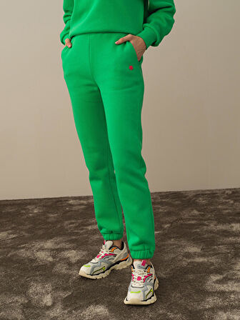 Xint Yeşil Pamuk Dokulu Regular Fit Sweat Pantolon