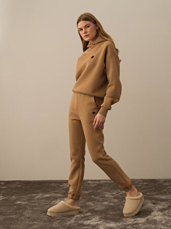 Xint Camel Pamuk Dokulu Regular Fit Sweat Pantolon