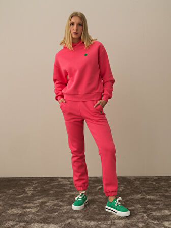 Xint Pembe Pamuk Dokulu Regular Fit Sweat Pantolon