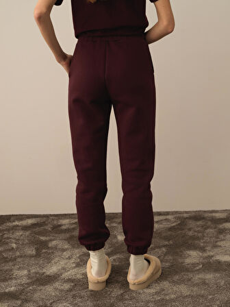 Xint Bordo Pamuk Dokulu Regular Fit Sweat Pantolon