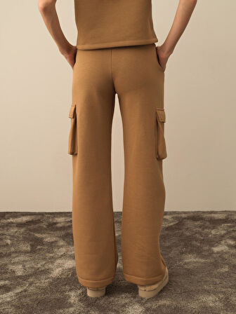 Xint Camel Pamuk Dokulu Oversize Kargo Pantolon