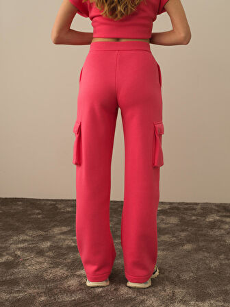 Xint Pembe Pamuk Dokulu Oversize Kargo Pantolon