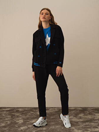 Xint Siyah Pamuk Dokulu Regular Fit Ceket