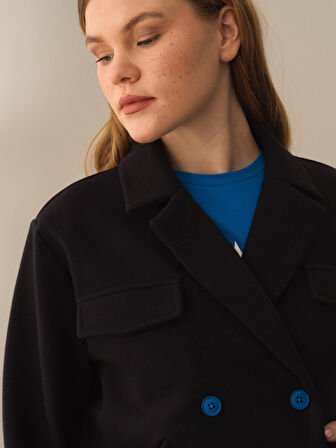 Xint Siyah Pamuk Dokulu Regular Fit Ceket