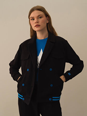 Xint Siyah Pamuk Dokulu Regular Fit Ceket