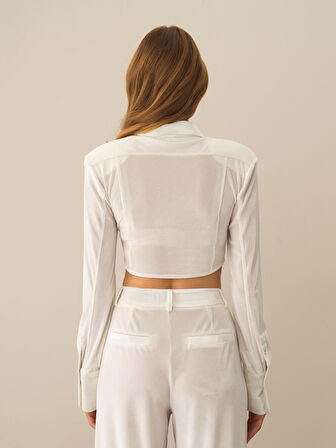 Xint Kırık Beyaz Esnek Dokulu Regular Fit Gömlek